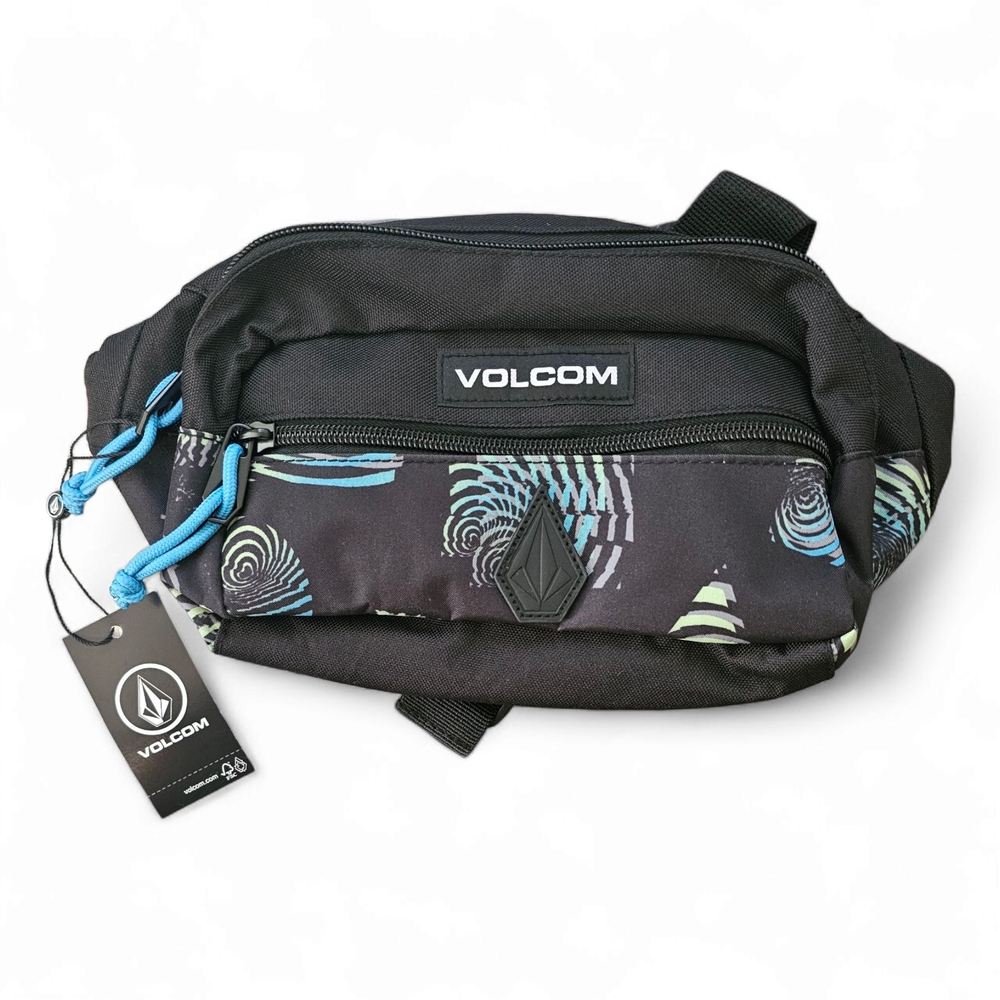 NEW Volcom Unisex Launch Waistpack Black and Blue Fanny Pack Belt Bag O/S